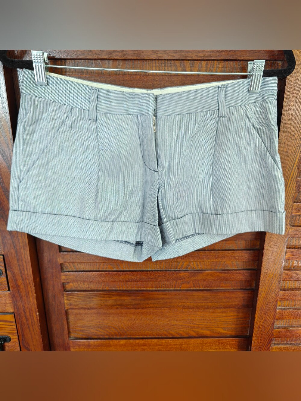 Vintage Prada Striped Cotton Cuffed Shorts — Size IT 40 (US 4)